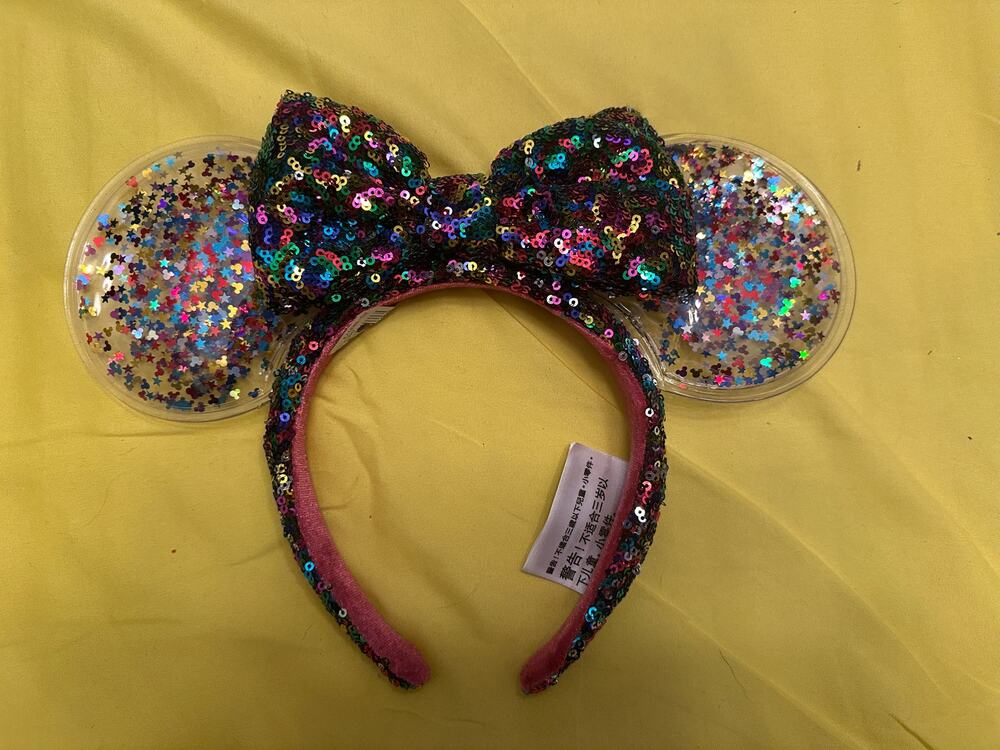 NWOT Disney Parks Minnie Mouse Sequined Glitter Confetti ears Headband